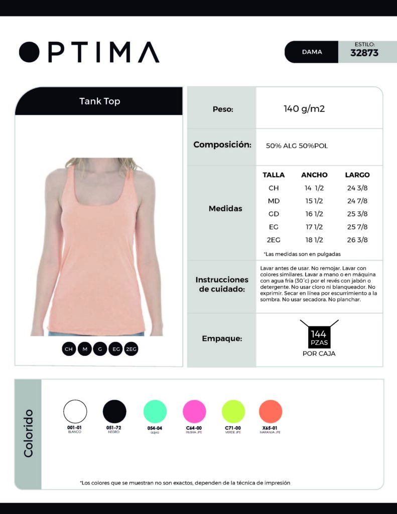 Playera Optima tipo Top Tank Mujer 32873